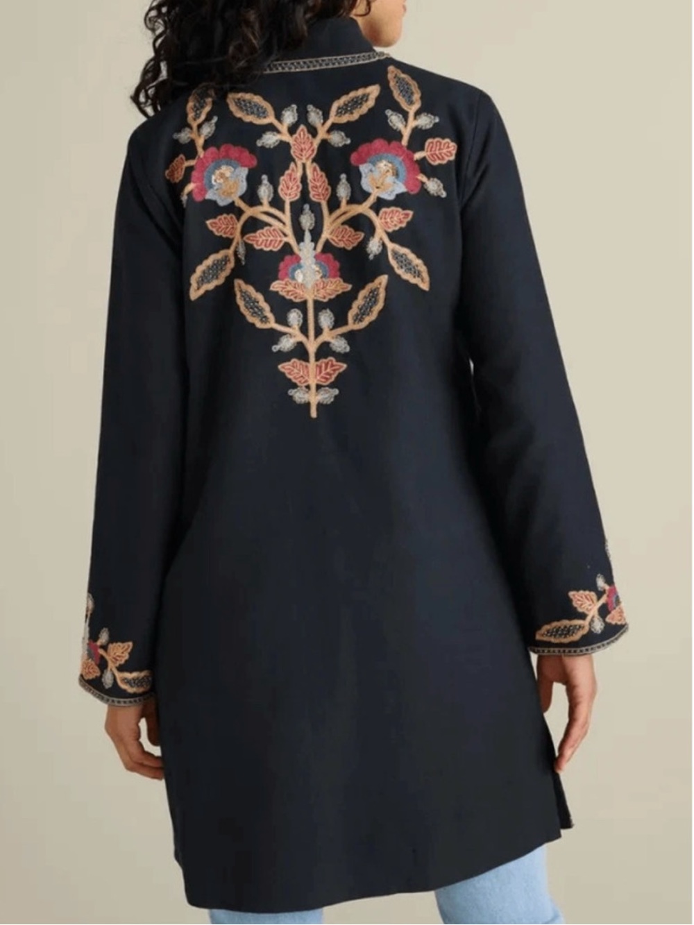 Soft Surroundings Womn S Black Boho Floral Embroidered Beaded Alamosa Jacket NWT - Picture 3 of 15